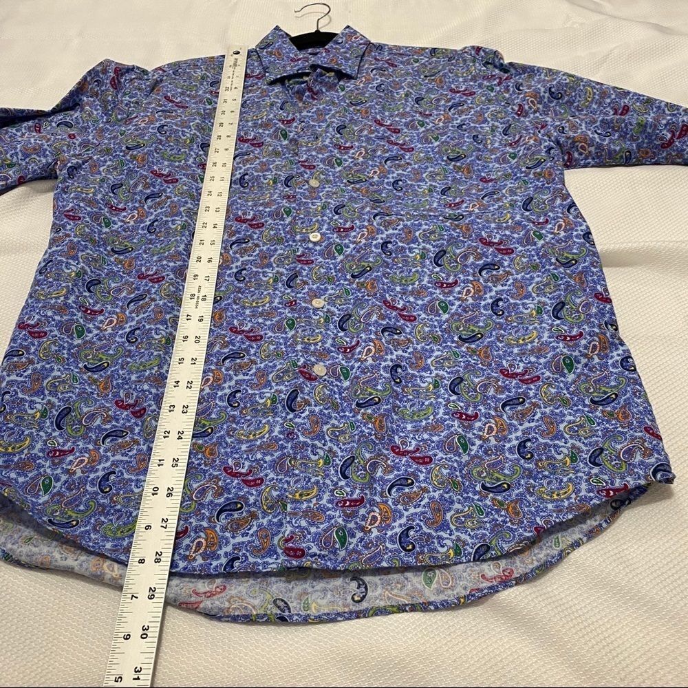 Alan Flusser Blue Paisley Button Up‎ - Picture 2 of 9